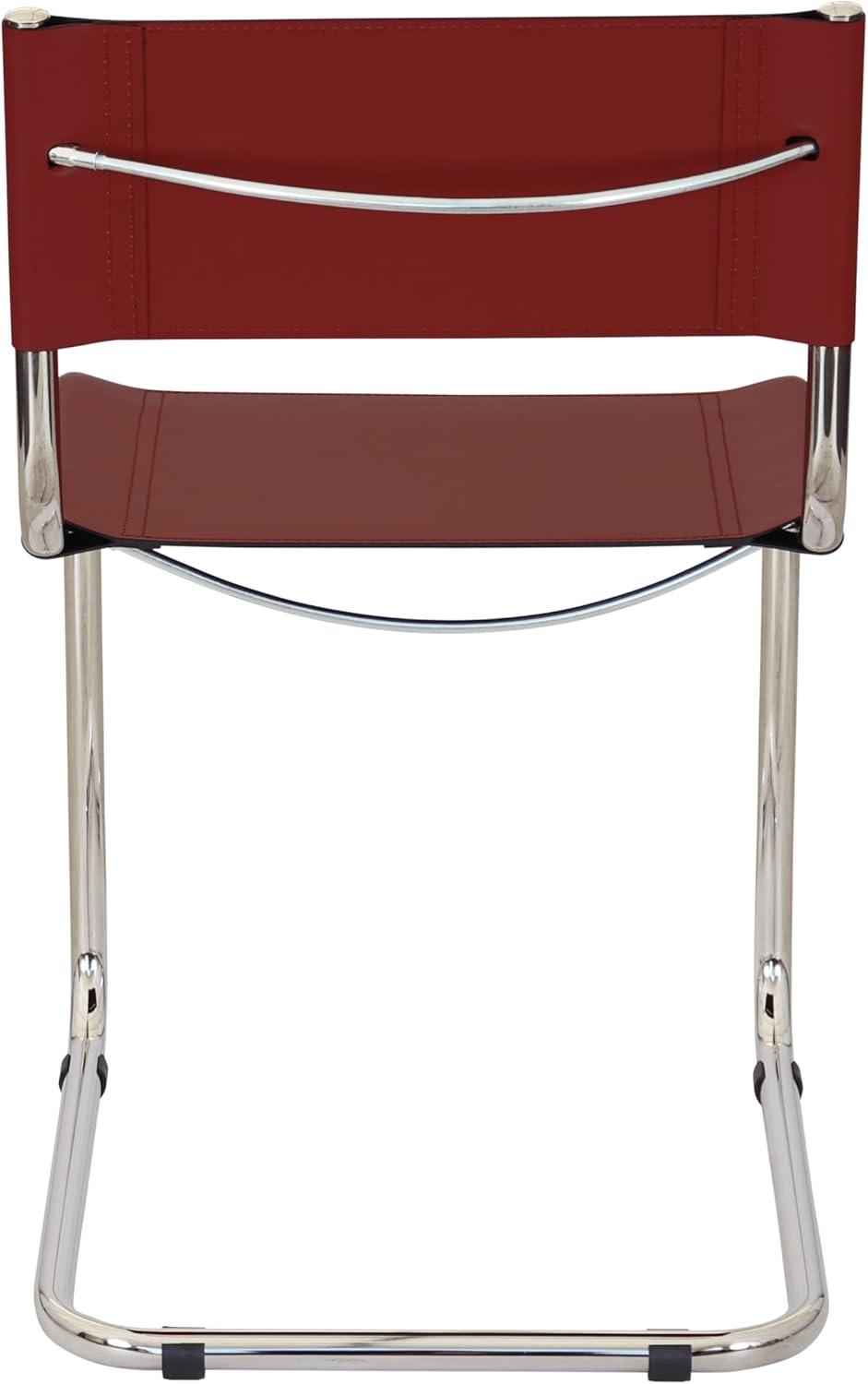 Breuer Chair Company Mart Stam Cantilever Side Chair w/ Chrome Steel Frame & Dark Red Bonded Leather by Furnish Theory