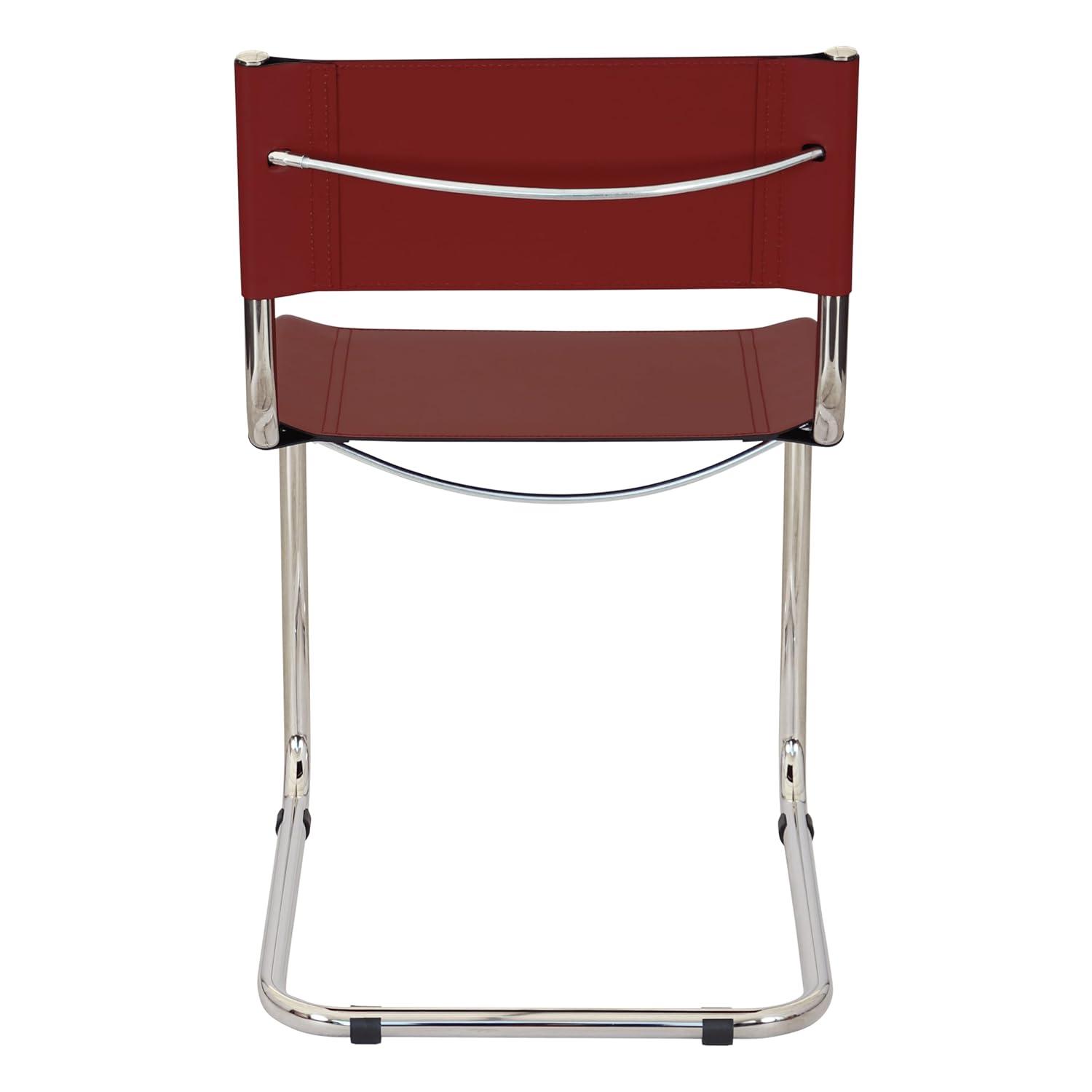 Breuer Chair Company Mart Stam Cantilever Side Chair w/ Chrome Steel Frame & Dark Red Bonded Leather by Furnish Theory