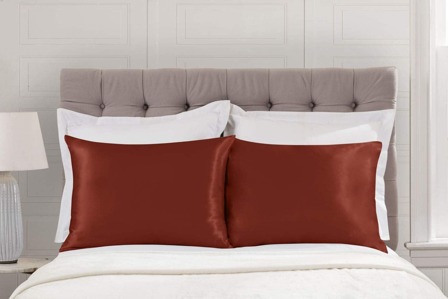 Satin Pillowcase  for Hair and Skin - 2 Pack Pillow Case with Zipper - Shopbedding