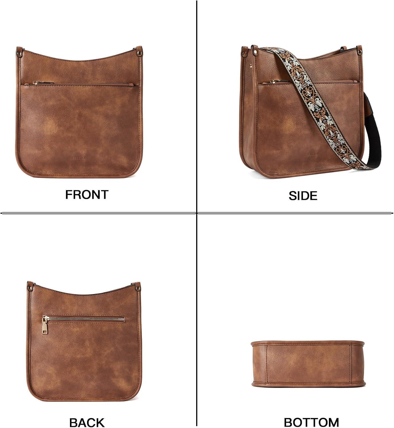 Telena Crossbody Purses for Women Trendy Vegan Leather Purses Bucket Hobo Bags Handbags with Adjustable Guitar Strap