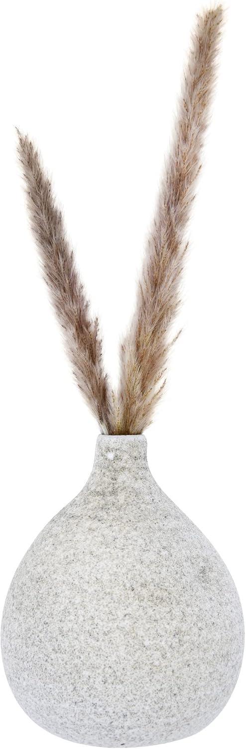 Creative Co-Op Small Round Terra-cotta Vase with Narrow Top and Distressed Glaze, Cream