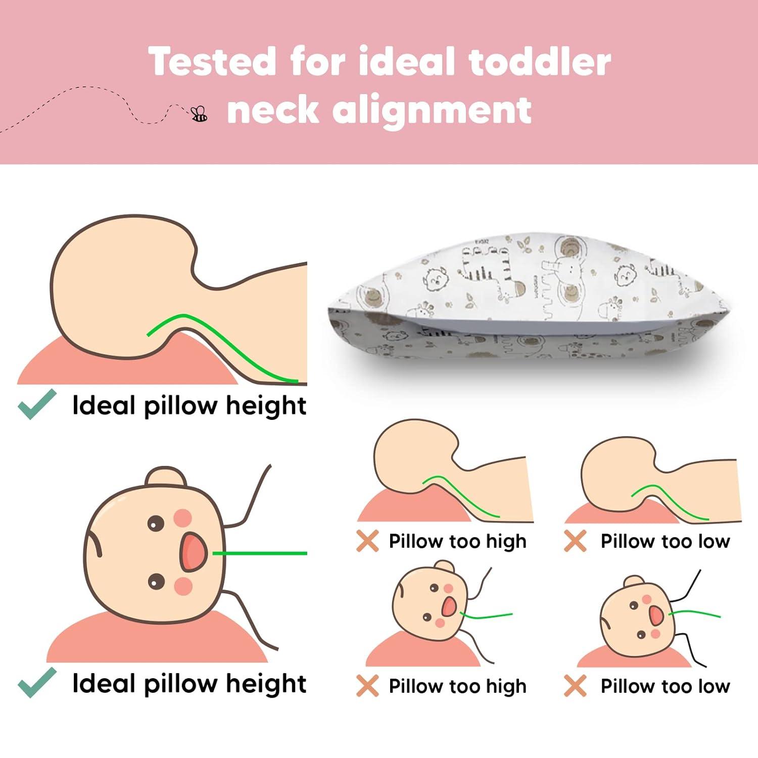KeaBabies Toddler Pillow with Pillowcase, 13X18 Soft Organic Cotton Toddler Pillows for Sleeping, Kids Travel Pillow Age 2-5 (KeaSafari)