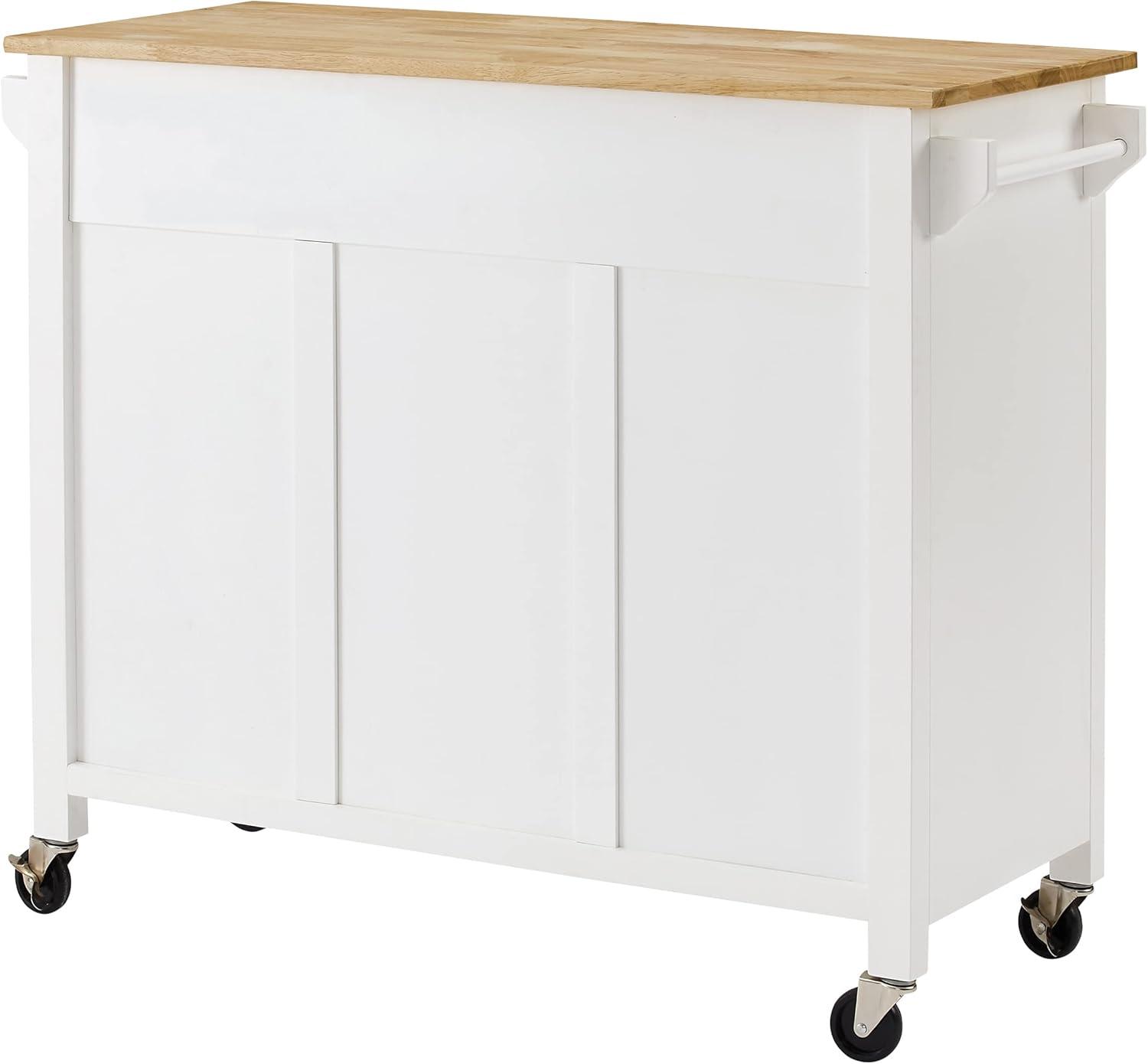 Laurel Kitchen Island/Cart White/Natural - Crosley: Farmhouse Style, Towel Bar, Adjustable Shelf