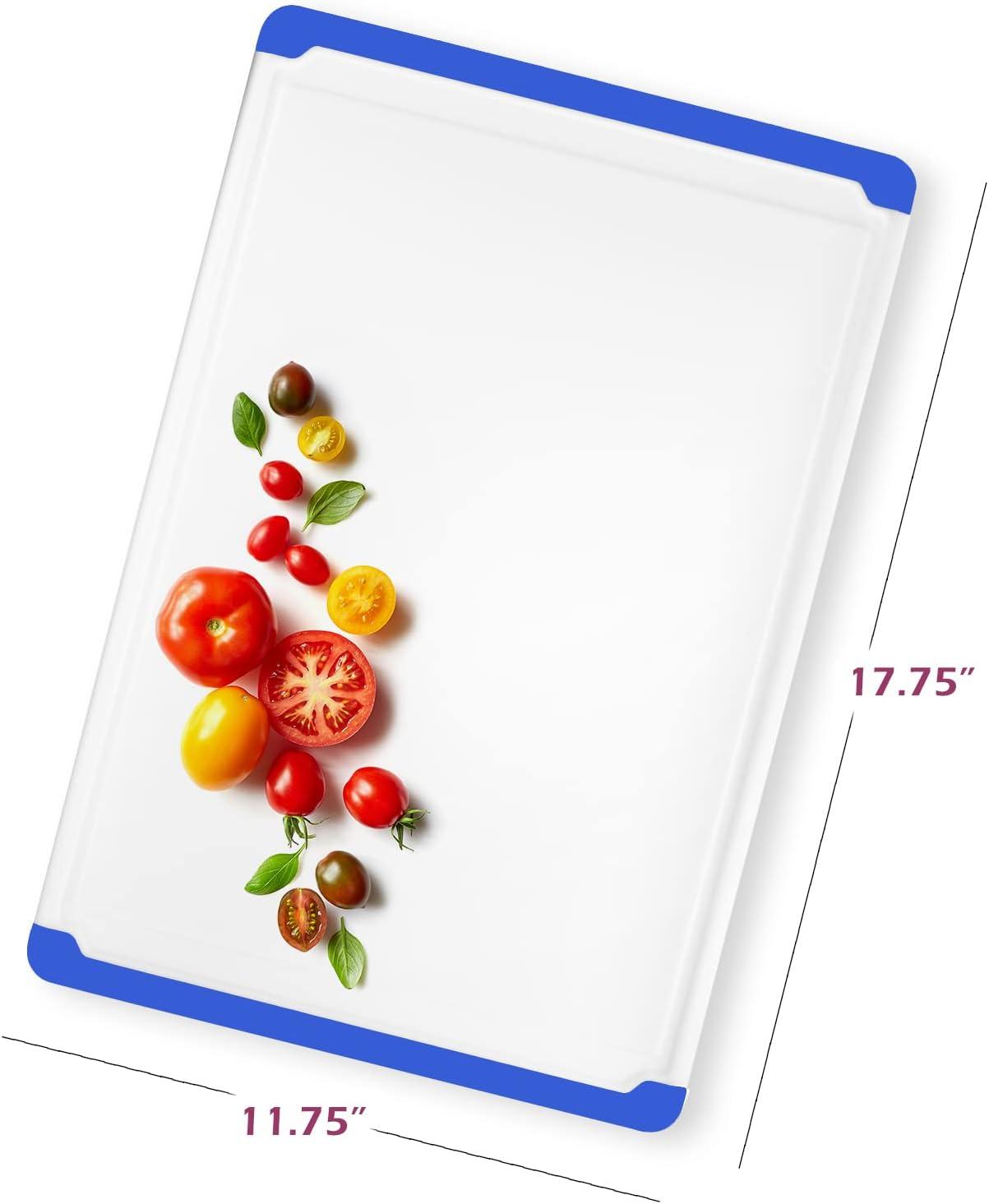 Large Cutting Boards for Kitchen - Dishwasher Safe Non-Slip Cutting Boards with Juice Grooves, Easy Grip Handles - Large and Thick Chopping Board - Blue