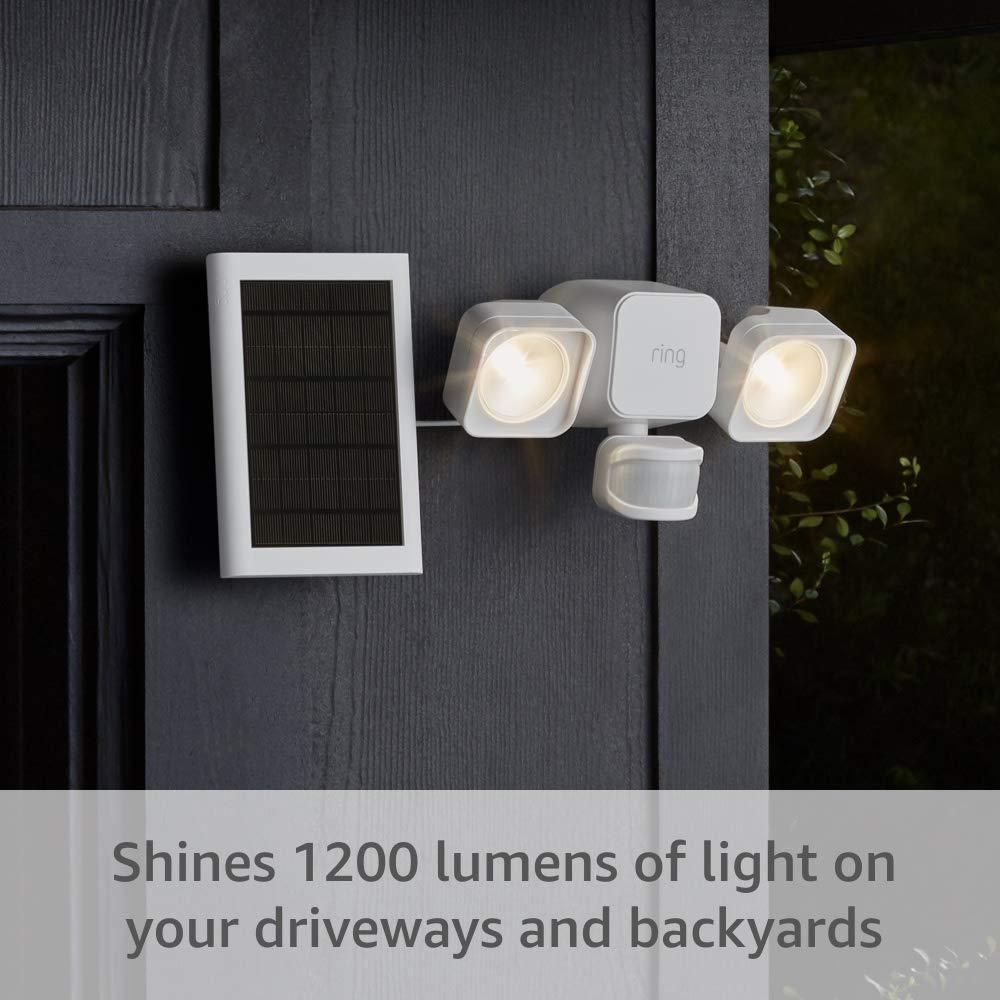 White Solar-Powered Motion-Sensor Security Floodlight