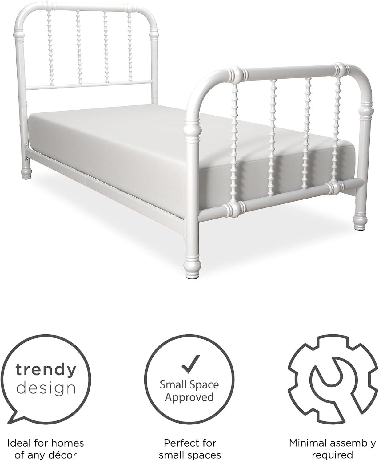 DHP Jenny Lind Metal Bed, White, Twin