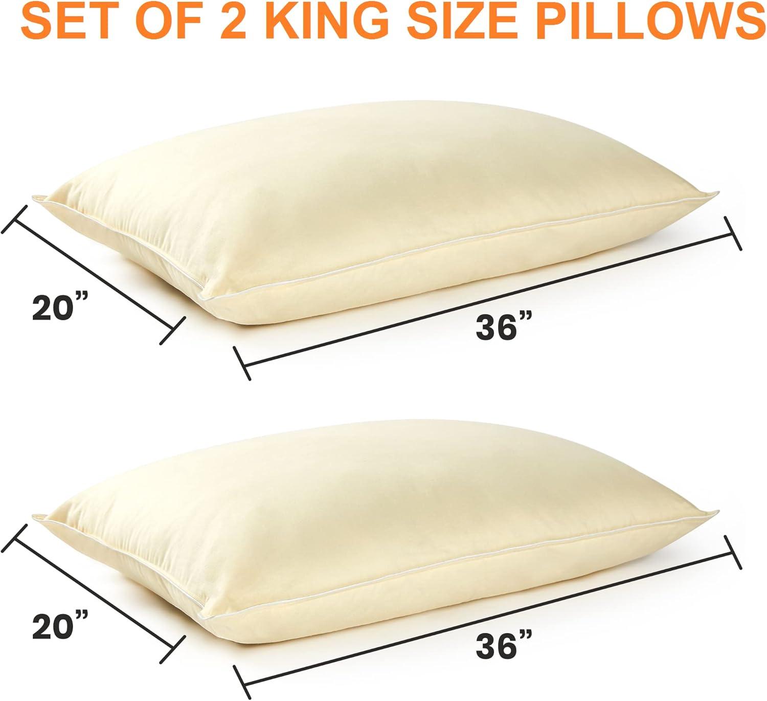 Cheer Collection Set of 2 Organic Kapok Bed Pillows with Breathable Cotton Shell - Yellow