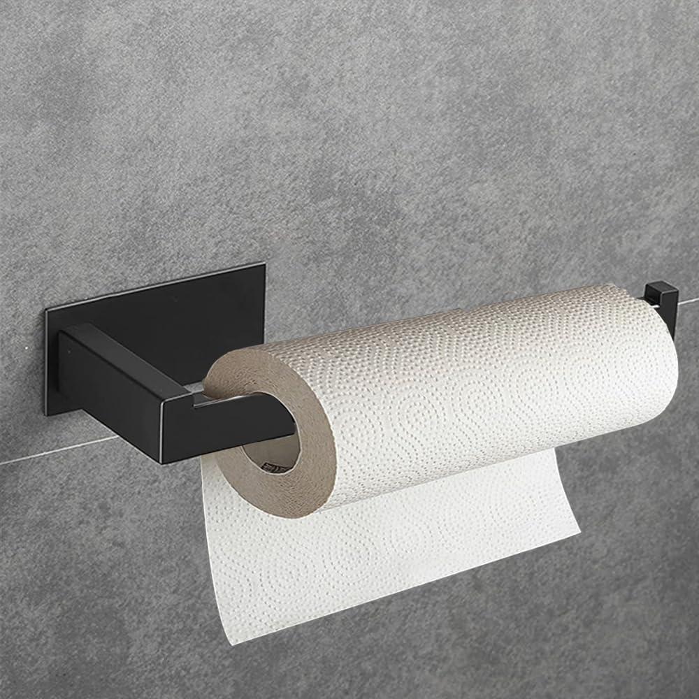 Hand Towel Holder, Strong Self Adhesive Hand Towel Ring, Thicken SUS304 Stainless Steel Hand Towel Bar/Rack, No Drilling Modern Hand Towel Hanger (Matte Black, 9 in)