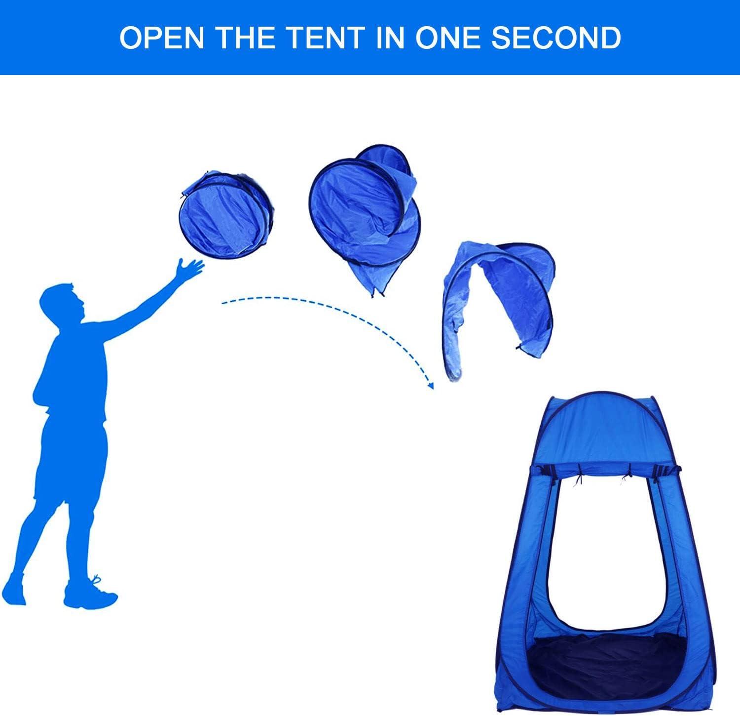 Blue Polyester Pop Up Personal Emergency Tent with Clear Windows