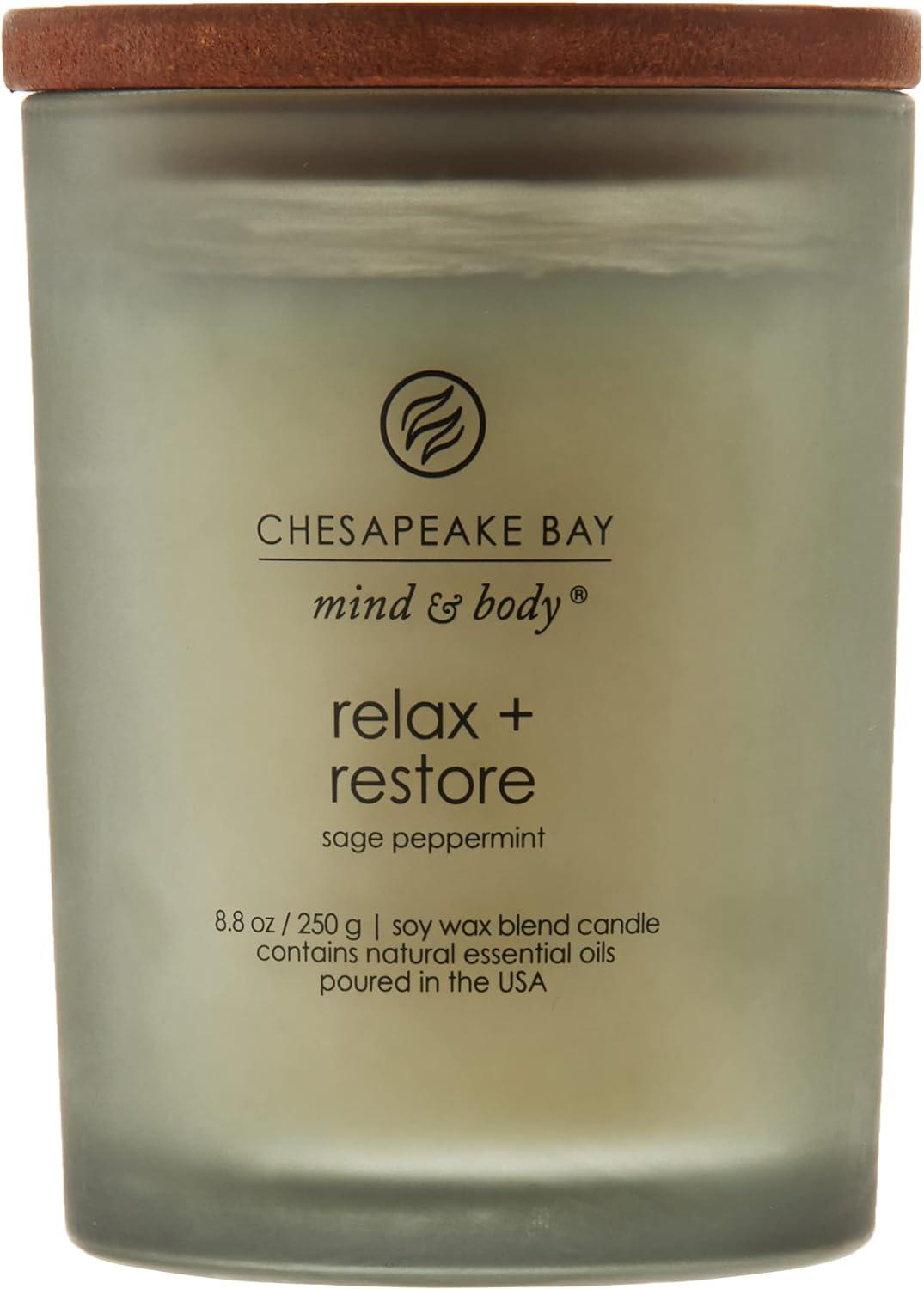 Frosted Glass Relax + Restore  Lidded Jar Candle Light Gray - Mind & Body by Chesapeake Bay Candle