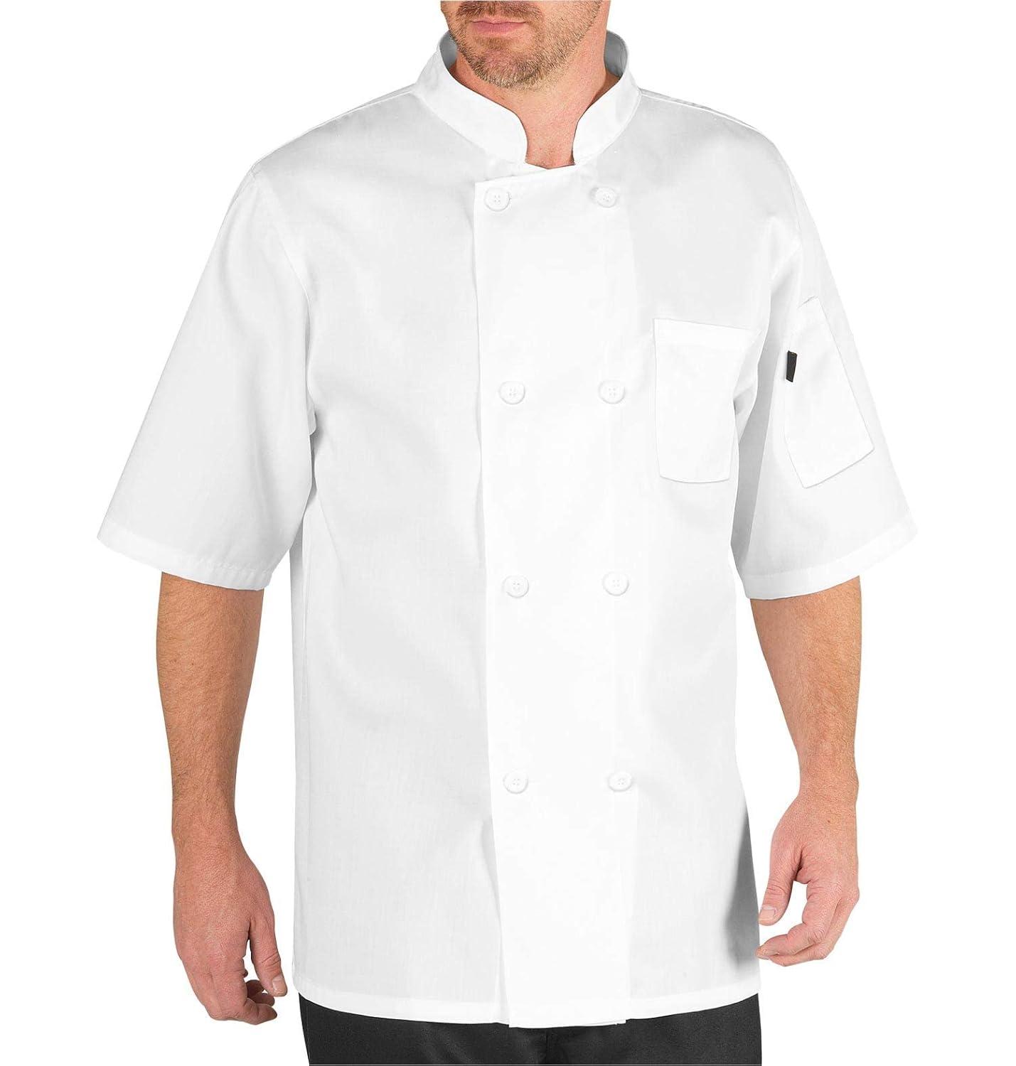 Men's White Short Sleeve Button Chef Coat