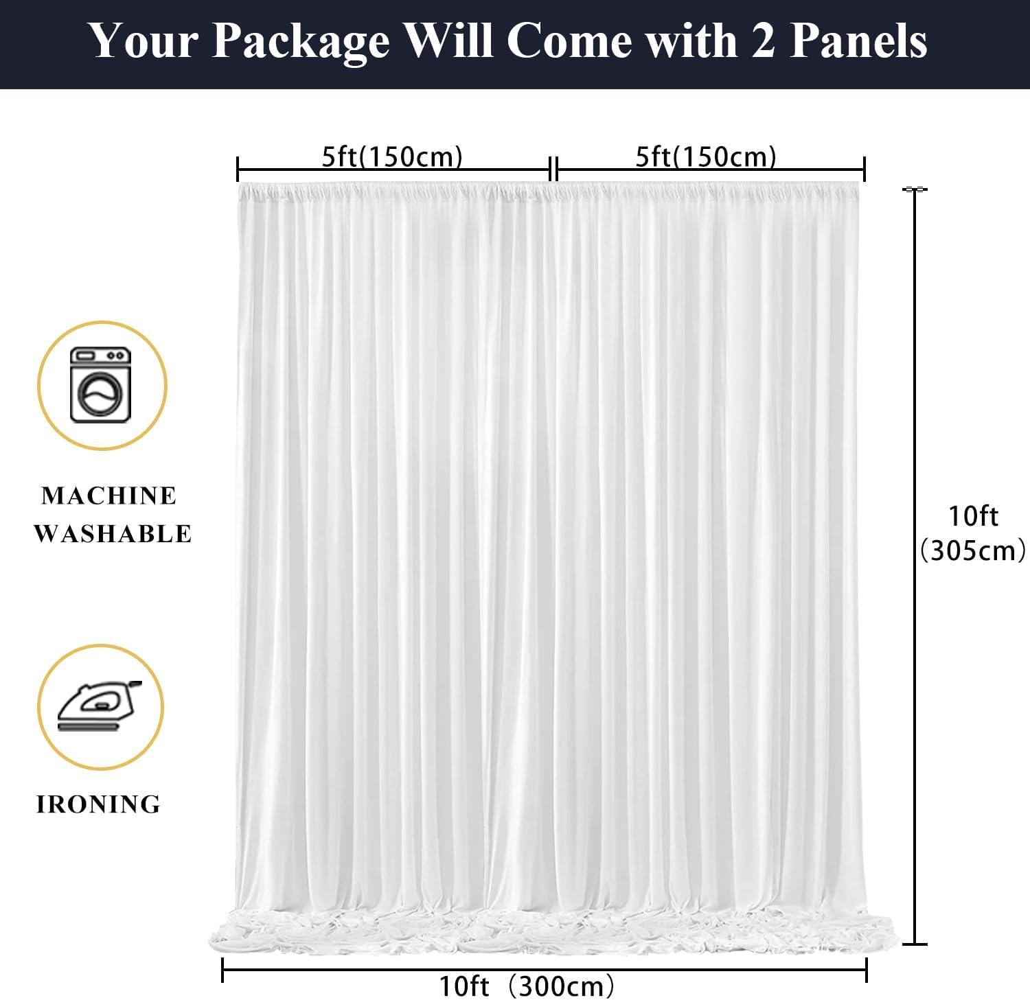 10x10ft White Backdrop Curtain for Parties Wrinkle Free Wedding Baby Curtain Backdrops for Birthday Party