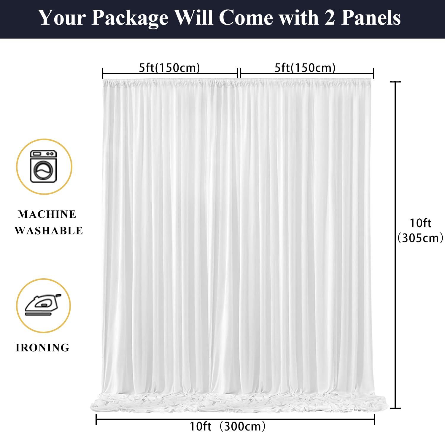 10x10ft White Backdrop Curtain for Parties Wrinkle Free Wedding Baby Curtain Backdrops for Birthday Party
