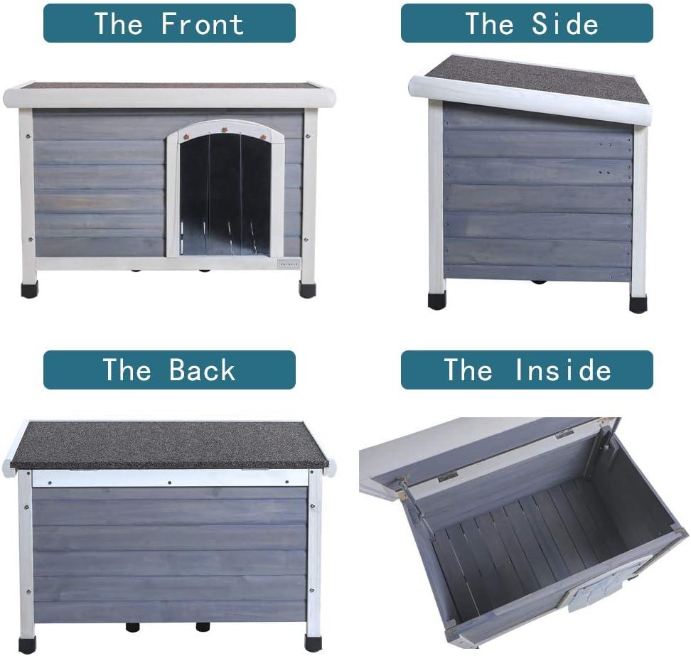 Petsfit Outdoor Dog House with Adjustable Foot Mat ,Asphalt shingles, Finnish Spruce Panels，Small