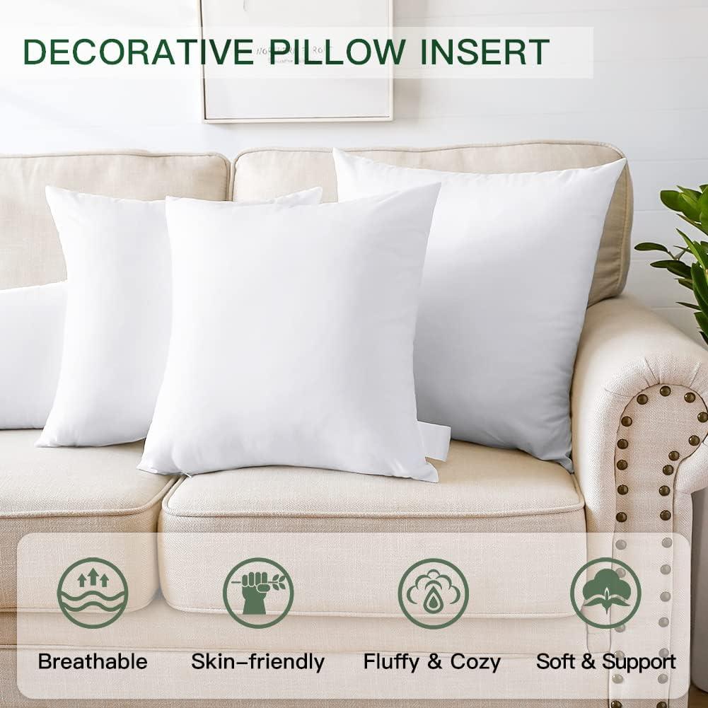 White 16" x 16" Polyester Pillow Insert with Cotton Cover