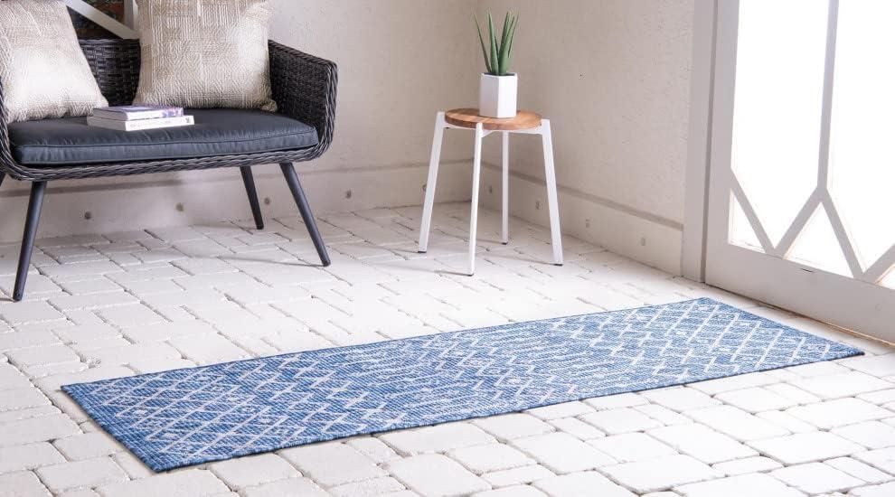 Unique Loom 2' 7 x 12' 0 Runner Indoor/Outdoor Trellis Blue Runner Rug