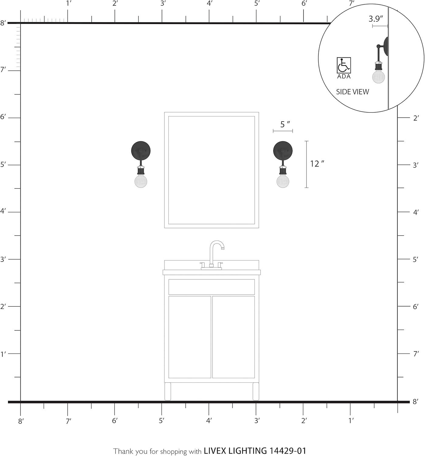 Livex Lighting Lansdale 1 - Light Vanity in  Antique Brass