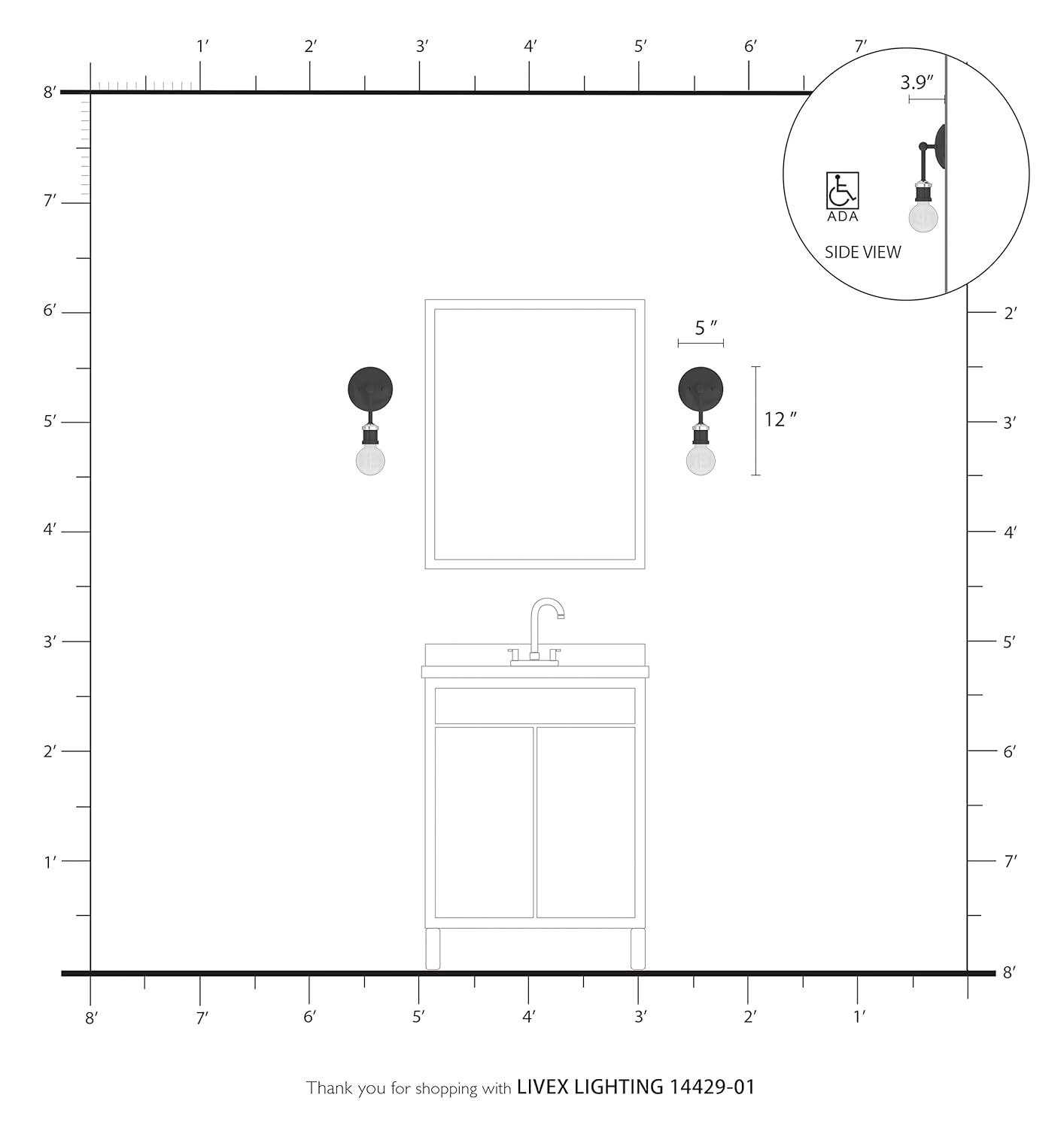 Livex Lighting Lansdale 1 - Light Vanity in  Antique Brass