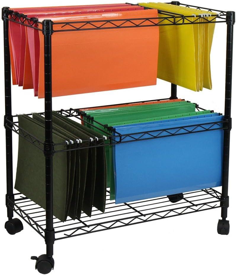 Oceanstar Portable 2-Tier Metal Rolling File Cart