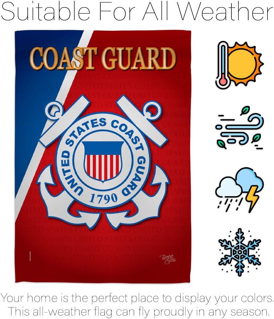Breeze Decor H108056-BO Coast Guard Americana Military Impressions Decorative Vertical 28" x 40" Double Sided House Flag
