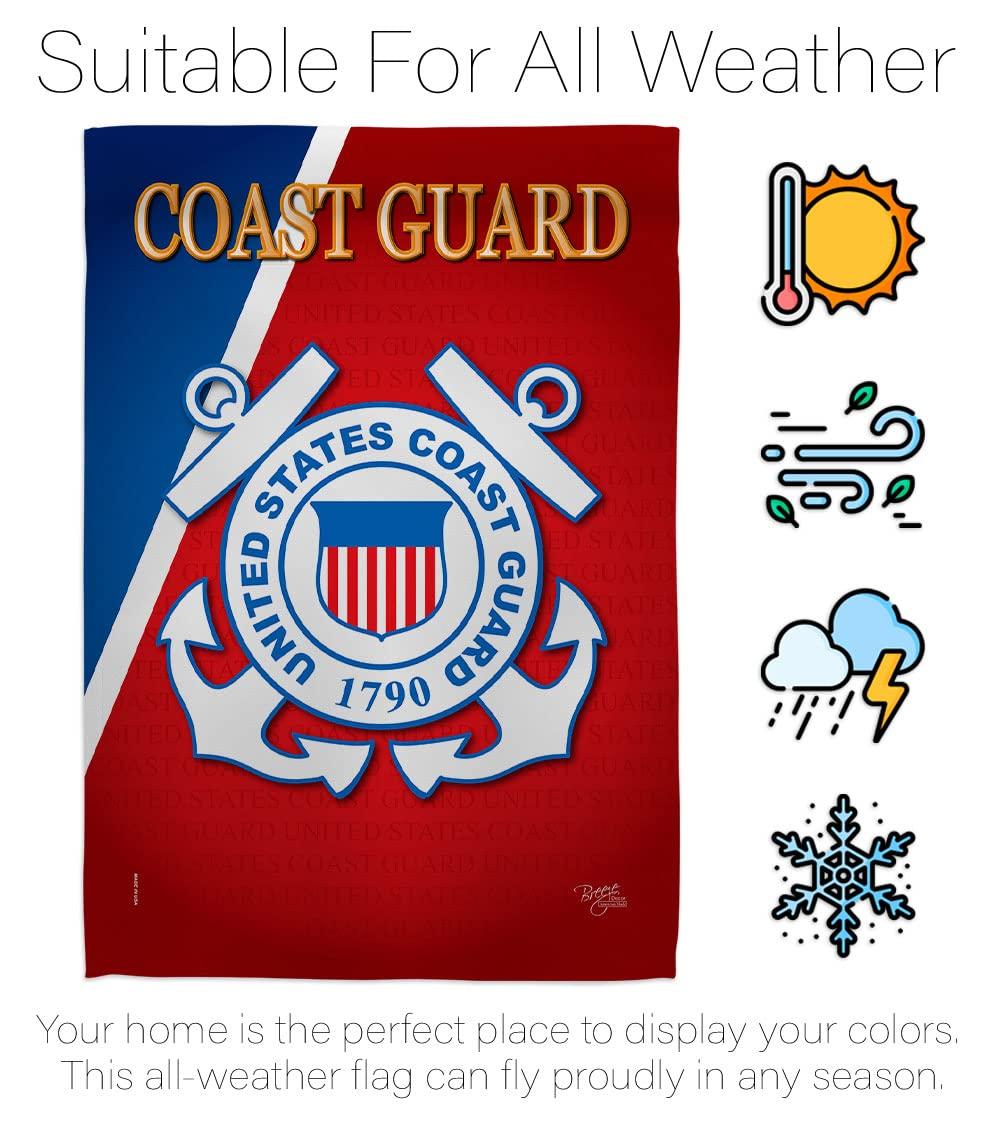 Breeze Decor H108056-BO Coast Guard Americana Military Impressions Decorative Vertical 28" x 40" Double Sided House Flag