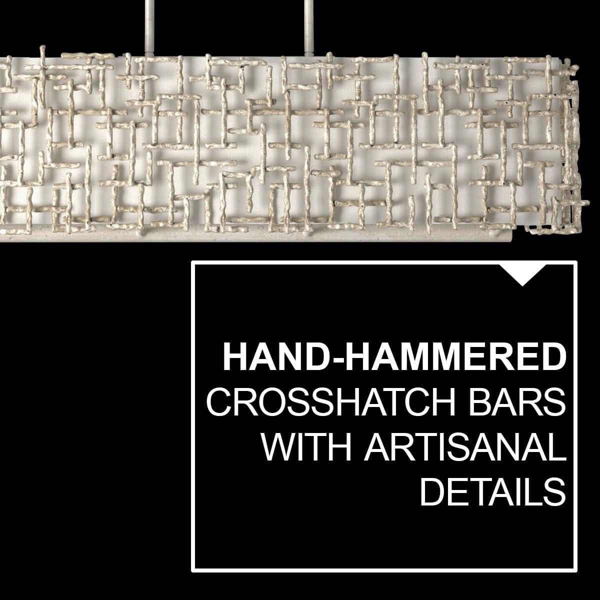 Farrah 10-Light White Linen Linen Chandelier w/ Hammered Crosshatch Bars