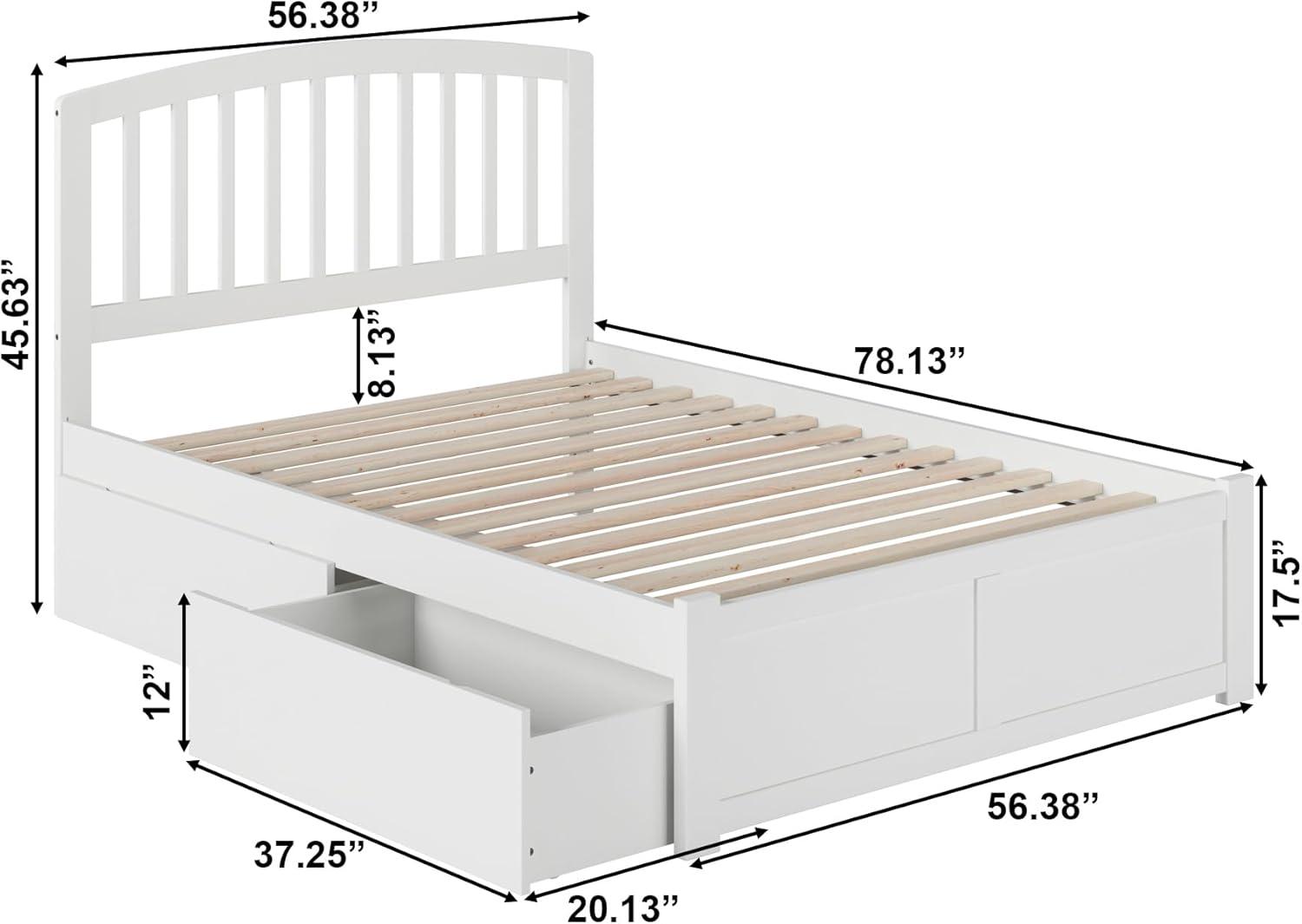 Richmond Platform Bed with Flat Panel Foot Board and 2 Urban Bed Drawers in, Multiple Colors and Sizes