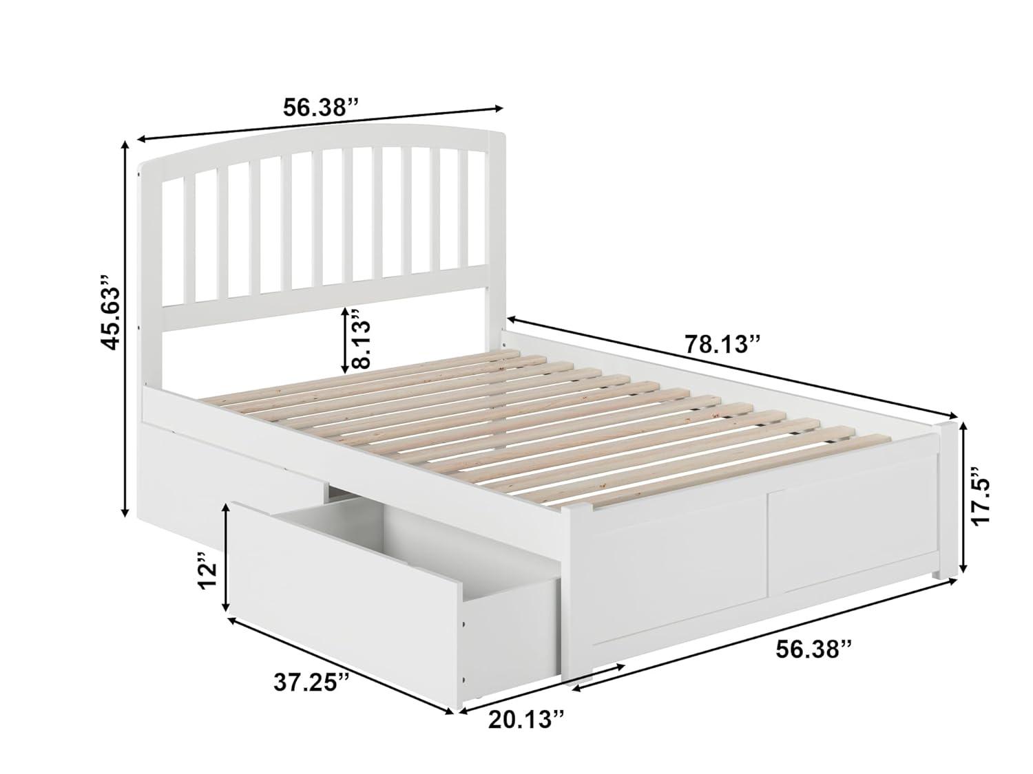 Richmond Platform Bed with Flat Panel Foot Board and 2 Urban Bed Drawers in, Multiple Colors and Sizes