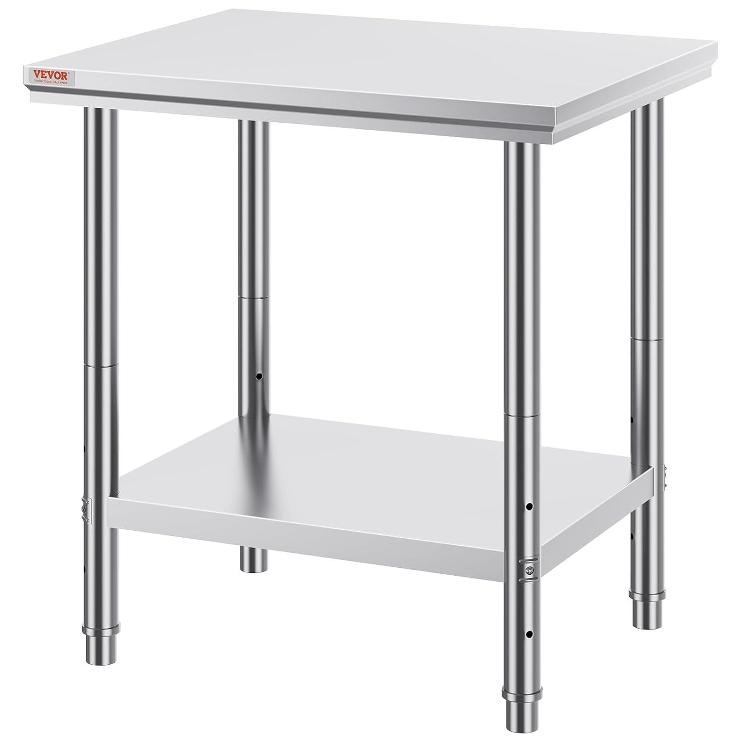 Heavy Duty Stainless Steel Kitchen Prep Table with Adjustable Shelf