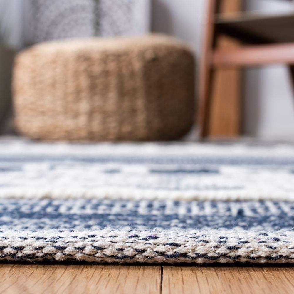 Striped Kilim STK522 Hand Woven Area Rug - Navy/Ivory - 8'x10' - Safavieh.