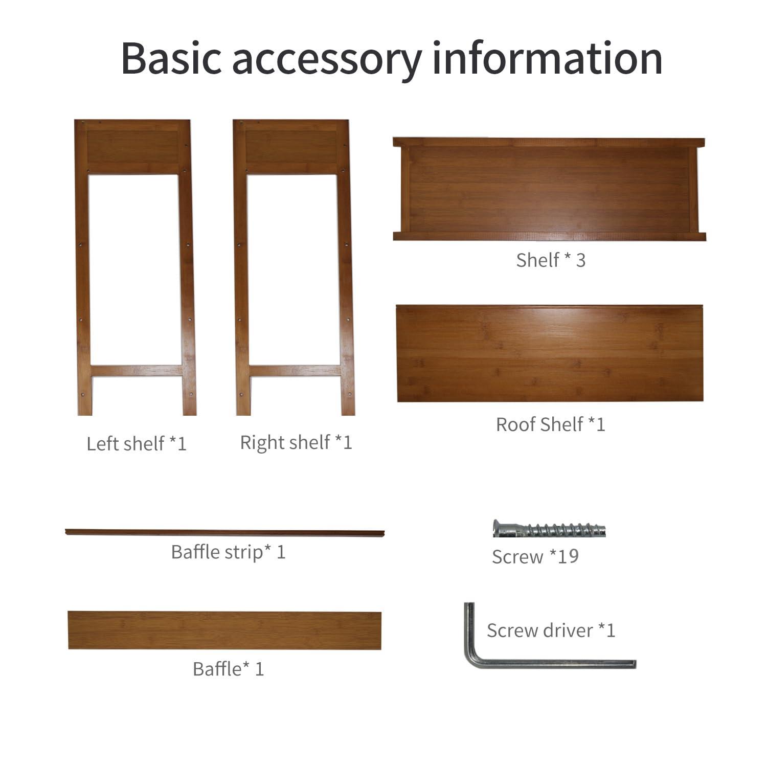 Shoe Rack Organizer, 5 Tier Bamboo Shoe Rack for Entryway, Front Door for Entryway,Closet and Bedroom Storage, Shoe Shelf（Brown）