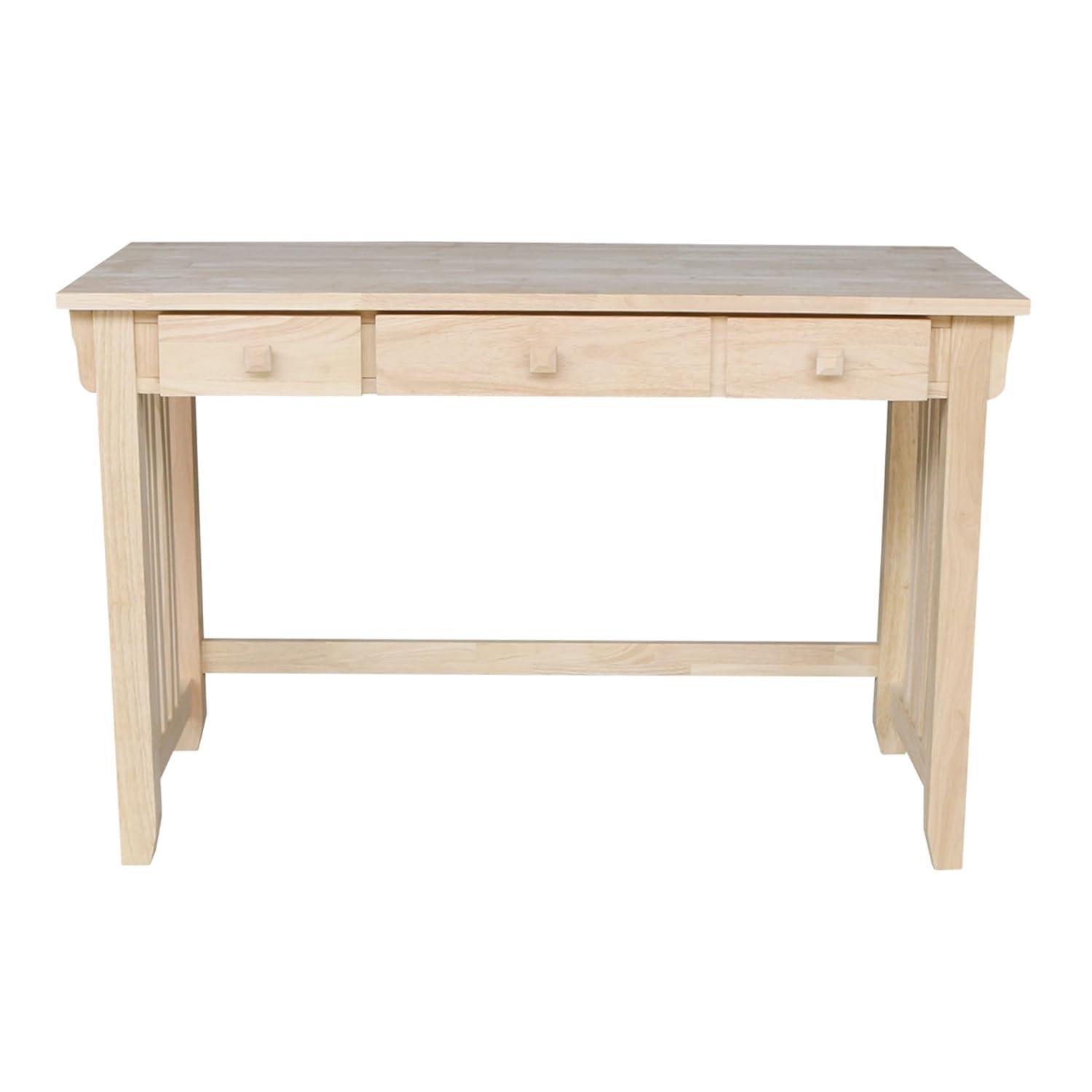 Mission Computer Desk - Unfinished - International Concepts: Hardwood Frame, 48" Writing Desk with Drawer, Adult Assembly Required