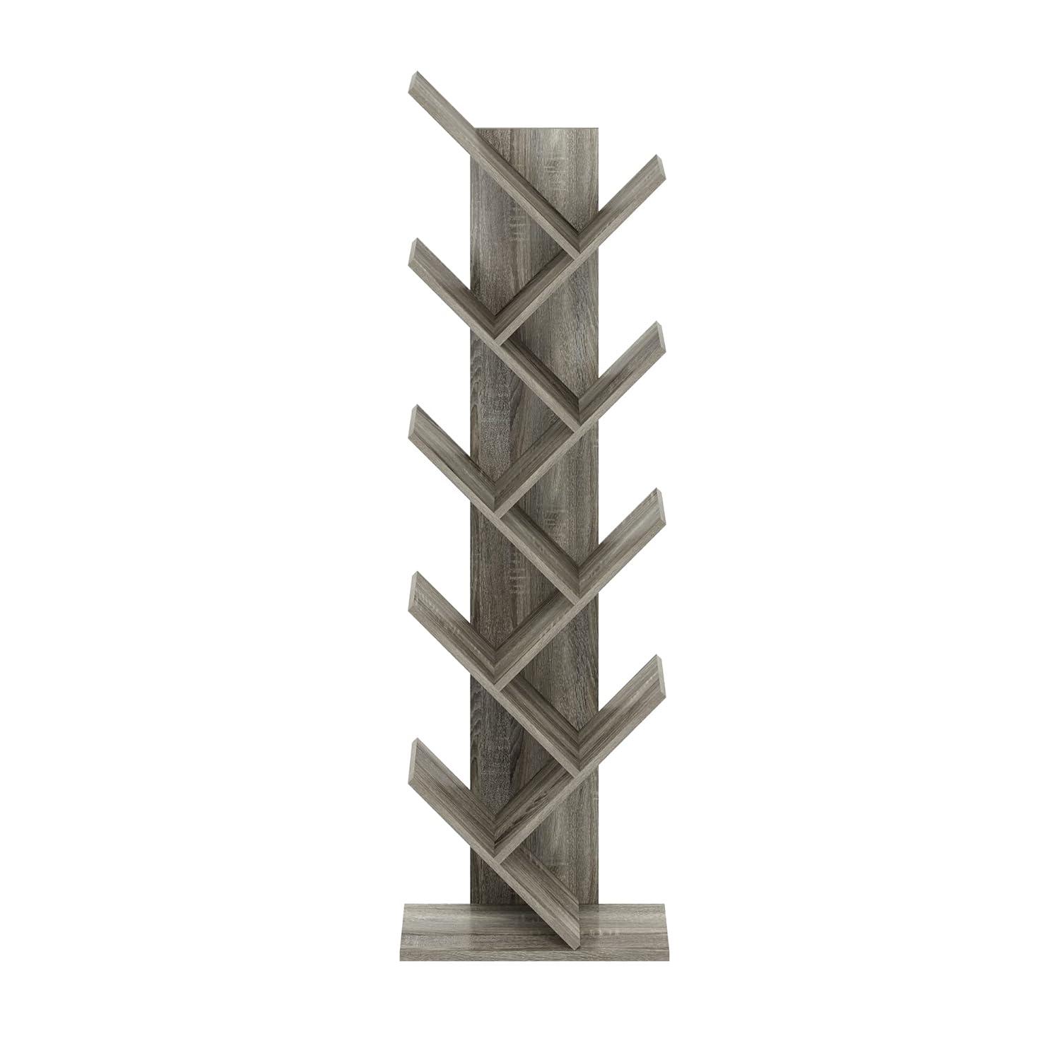 Furinno Tree Bookshelf 9-Tier Bookcase Floor Standing Book Rack Display Stand,French Oak