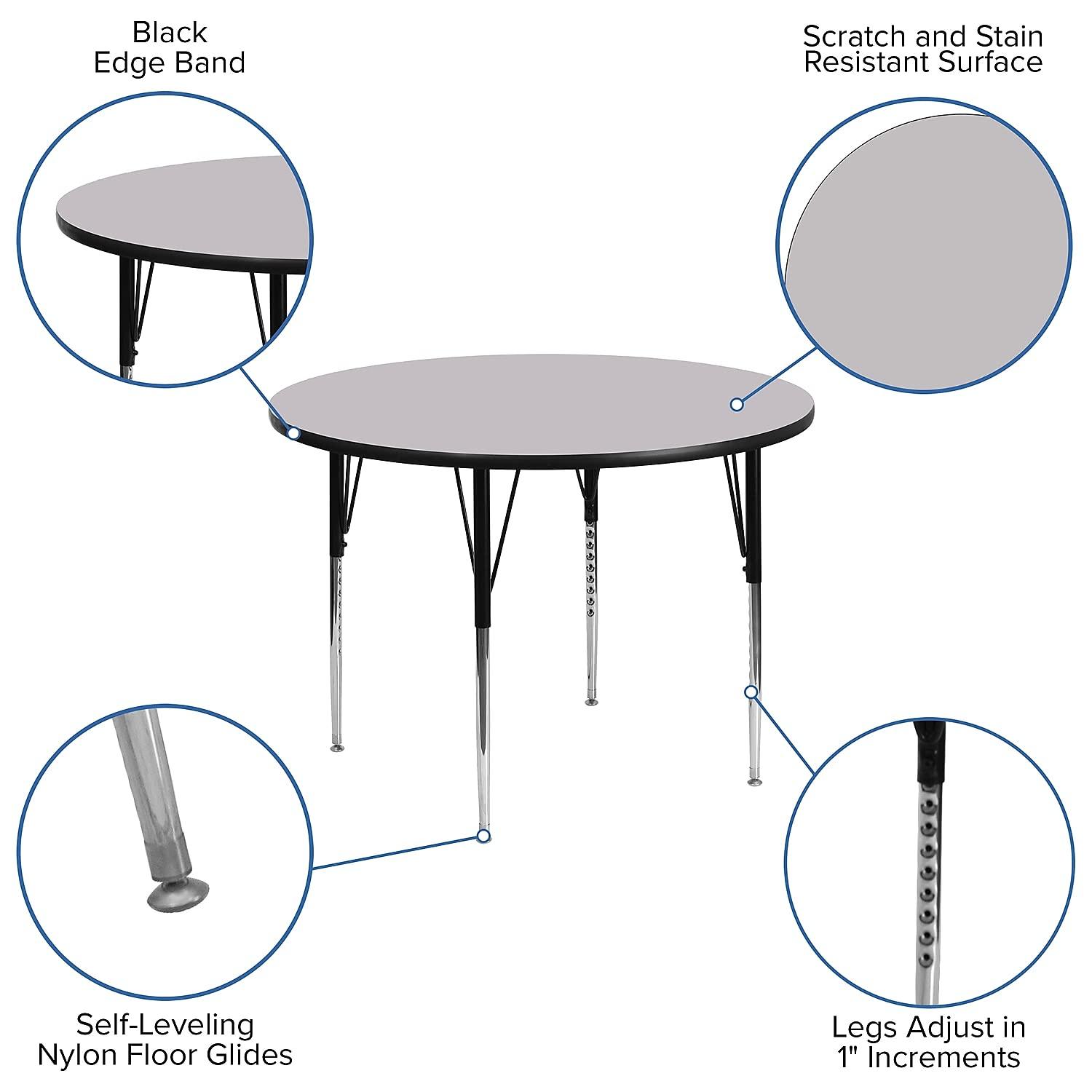 Flash Furniture Goddard 42'' Round Thermal Laminate Activity Table - Adjustable Legs