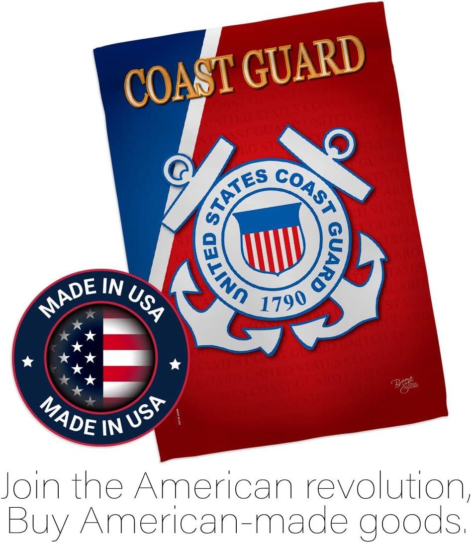 Breeze Decor H108056-BO Coast Guard Americana Military Impressions Decorative Vertical 28" x 40" Double Sided House Flag