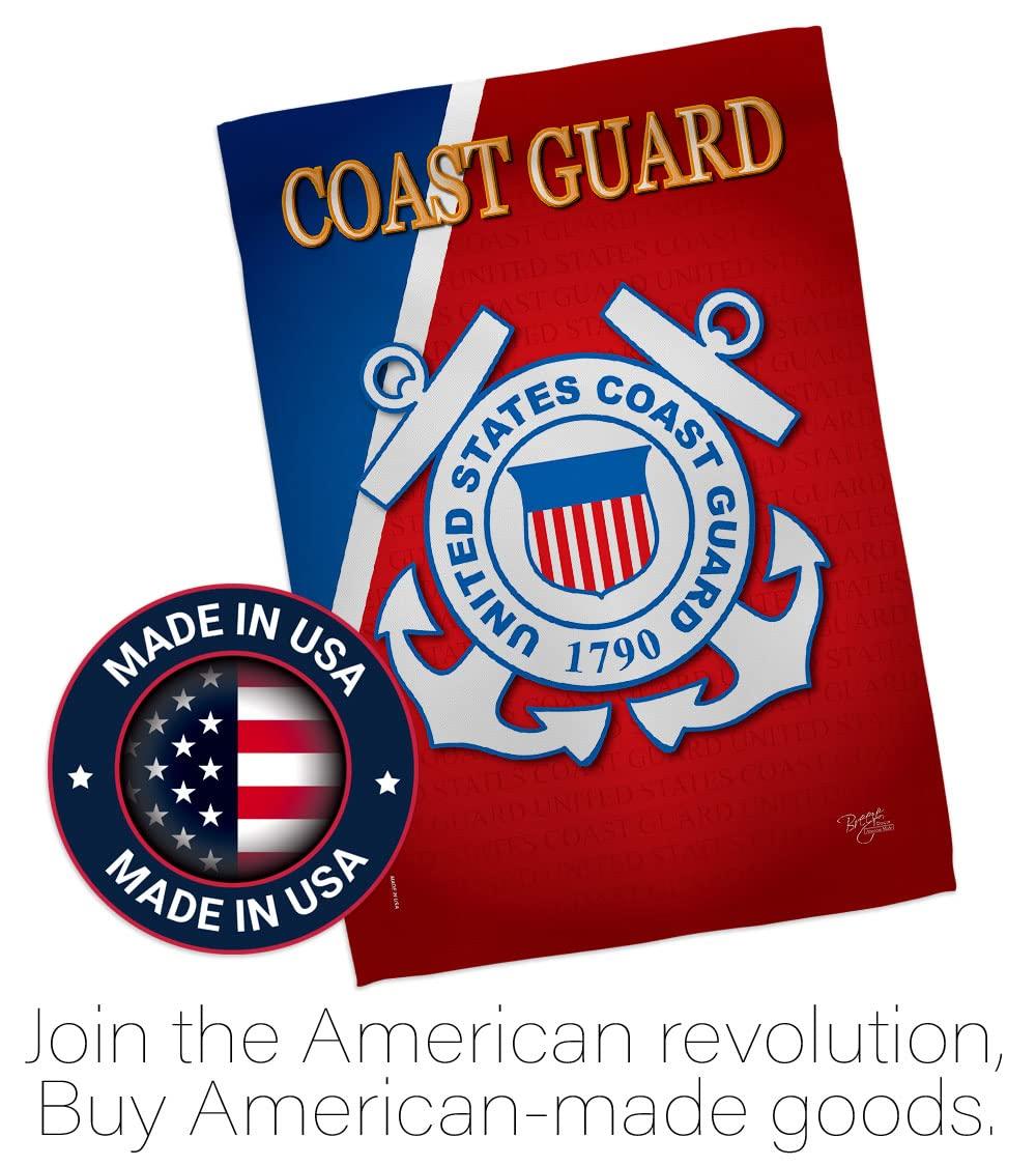 Breeze Decor H108056-BO Coast Guard Americana Military Impressions Decorative Vertical 28" x 40" Double Sided House Flag