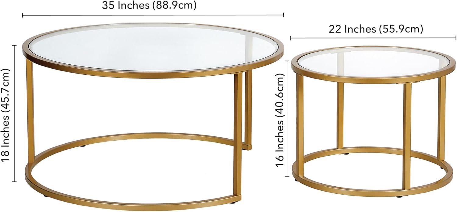 Evelyn&Zoe Watson Round Nested Coffee Table in Brass