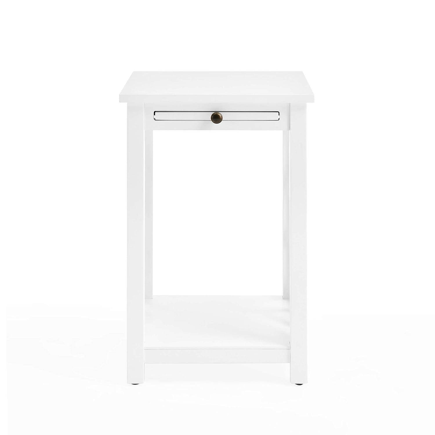 Alaterre Furniture Coventry Wood End Table with Tray and Bottom Shelf, Modern Accent Furniture, White