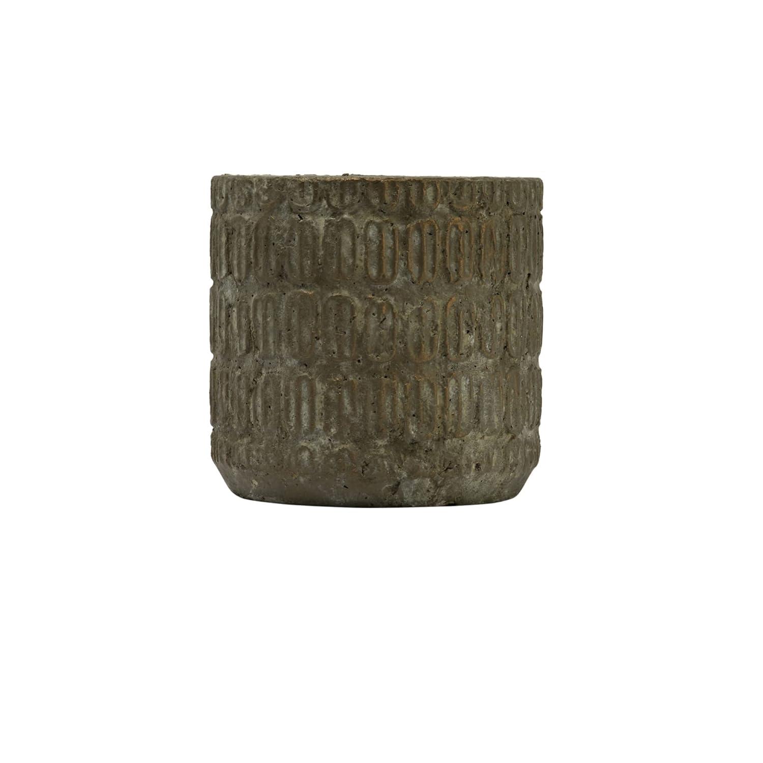 Distressed Black Cement 6.75" Debossed Planter