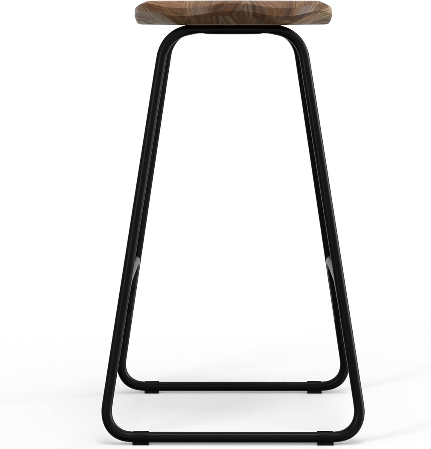 Orson Industrial Metal Saddle Counter Height Stool (Set of 2) in Natural