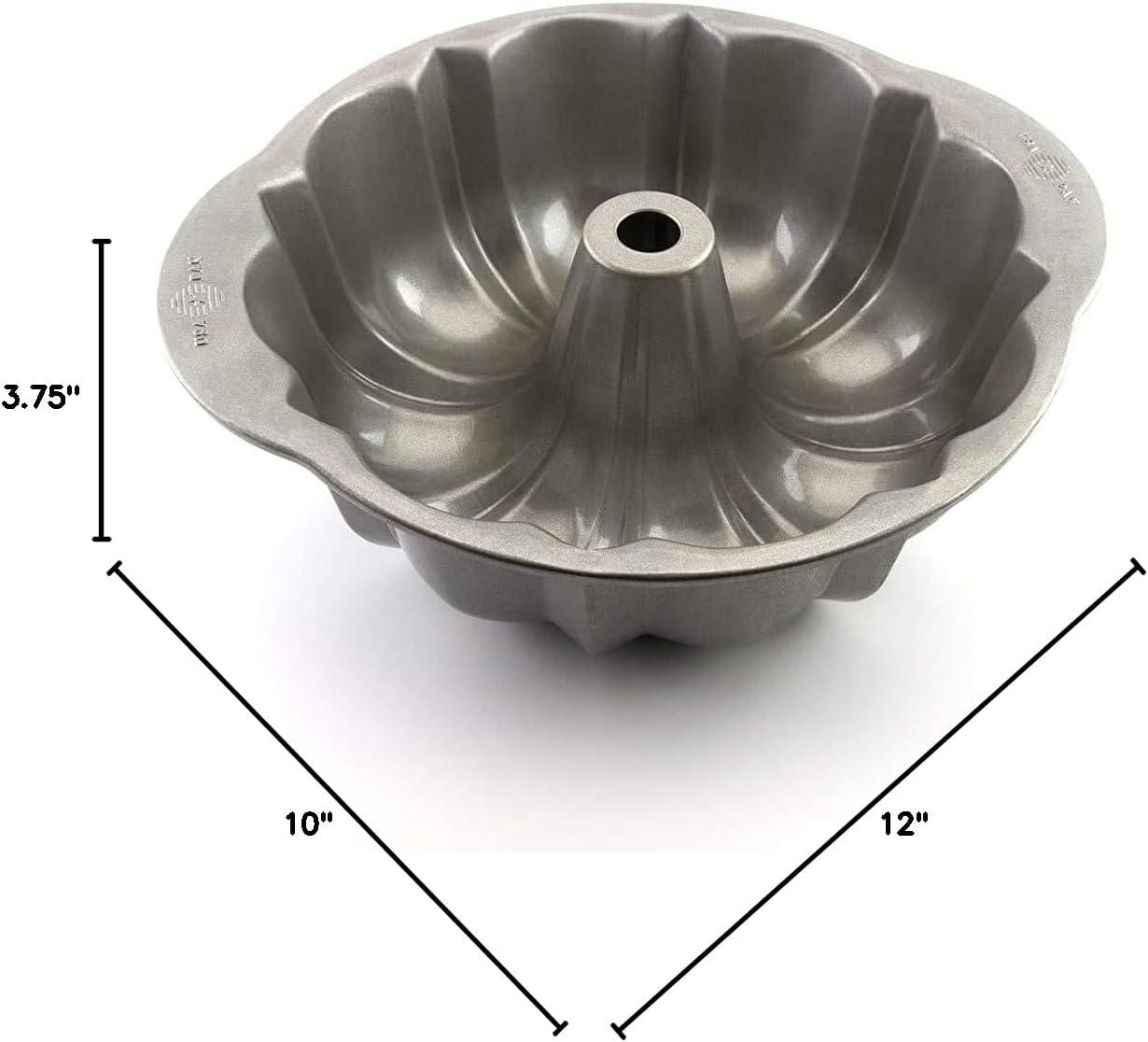 10-Inch Metallic Gray Non-Stick Fluted Silicone Bundt Pan