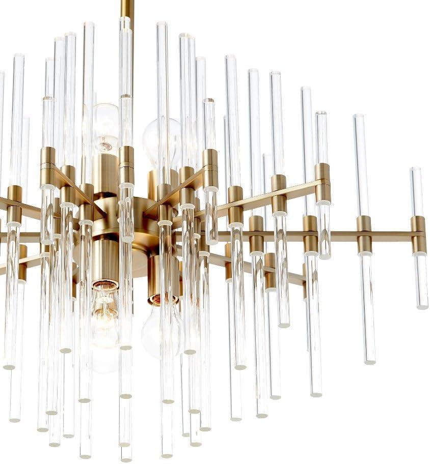 Aged Brass and Glass Contemporary Pendant Light