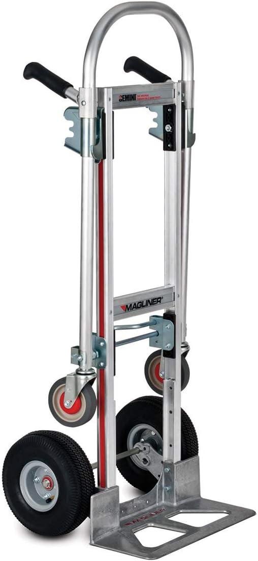 Magline GMK16UA4 Gemini Jr Convertible Hand Truck, Pneumatic Wheels, 500 lbs Load Capacity, 51" Height, 47-1/2" Length x 21" Width