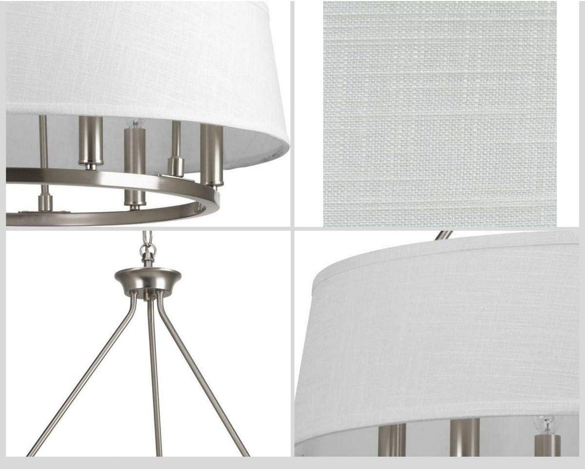 Progress Lighting Cherish 6-Light Chandelier, Brushed Nickel, Summer Linen Shade