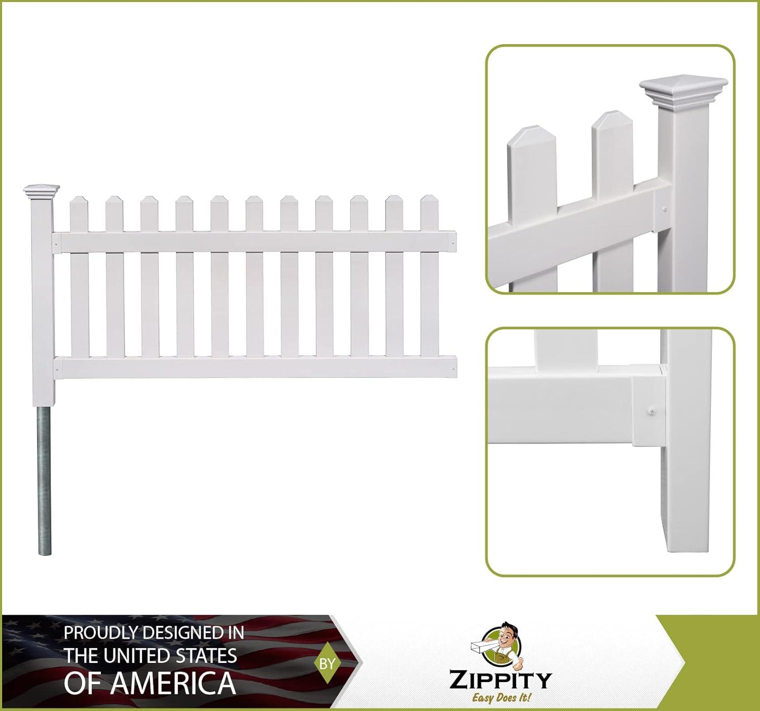 3ft H x 6ft W White Vinyl No Dig Picket Fence Panel