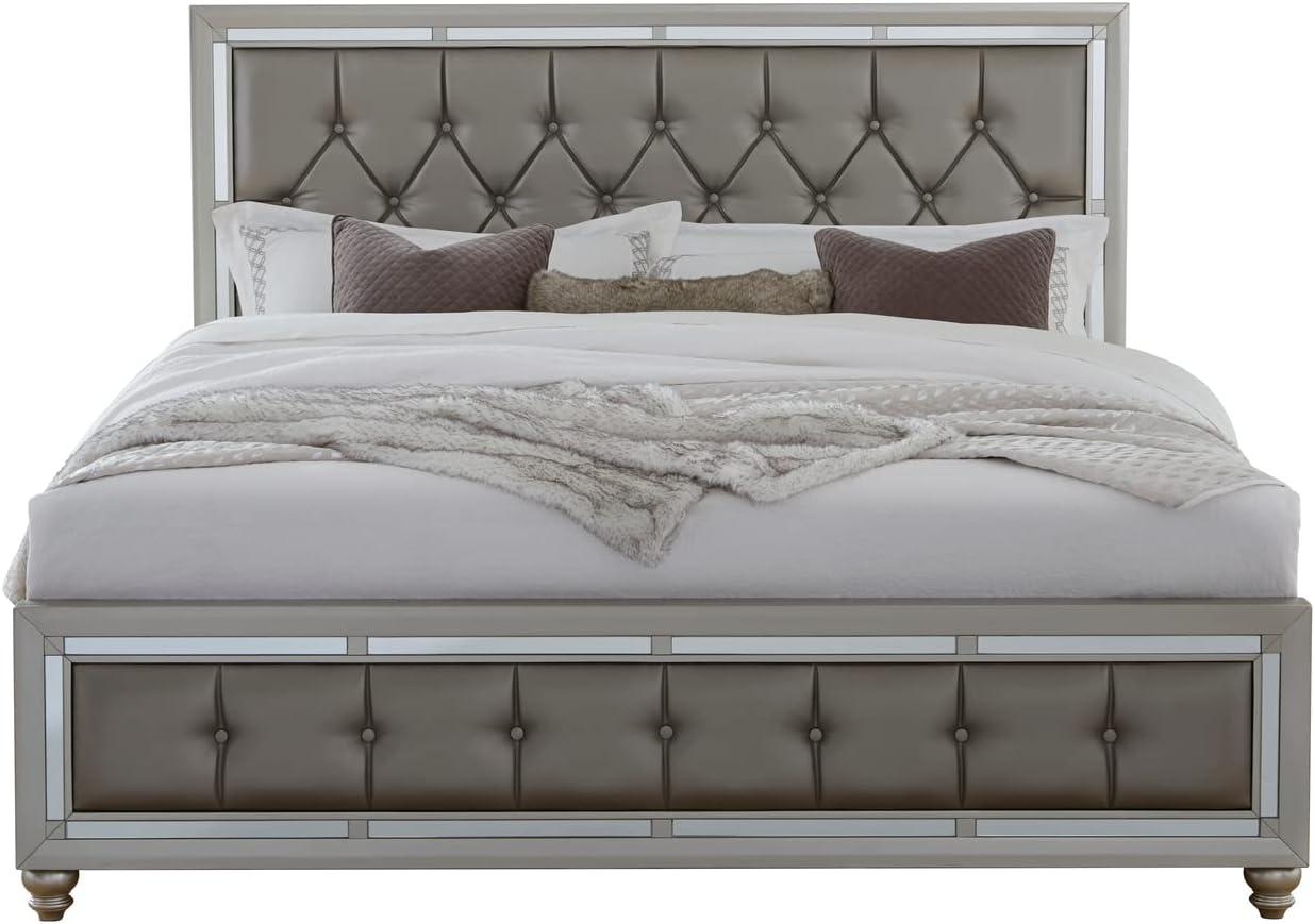 Global Furniture USA Riley Silver Tufted Full Bed