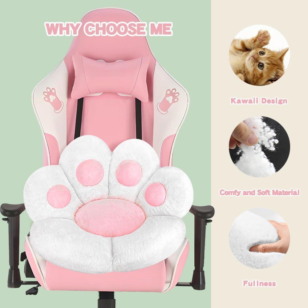 MOONBEEKI Cat Paw Cushion Chair Comfy Kawaii Plush Seat Cushions Shape Lazy Pillow for Gamer Chair 28"x 24" Cozy Floor Cute Seat Kawaii for Girl Worker Gift, Dining Room Bedroom Decorate White