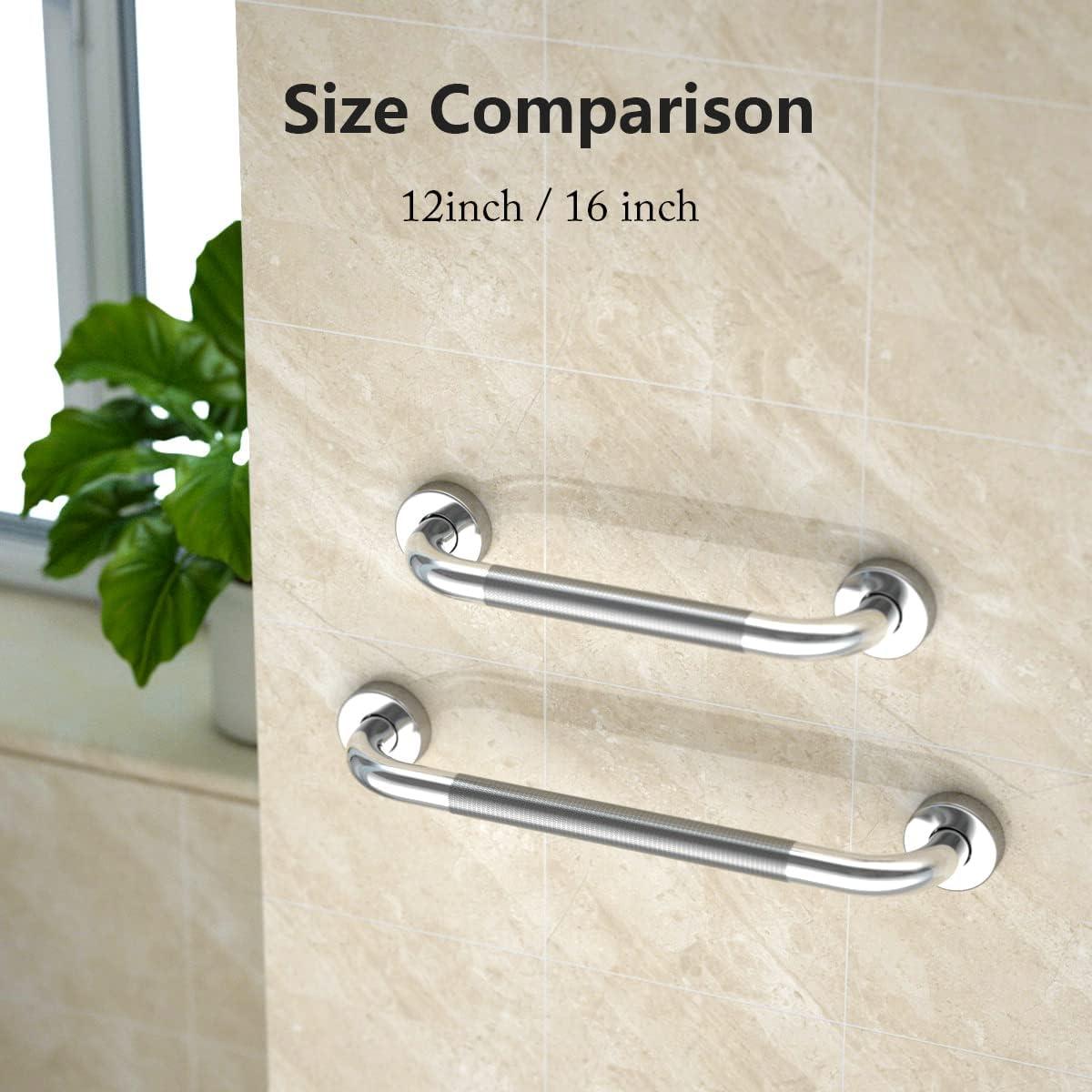 HEALTHLINE Grab Bar for Bathroom 12 inch, Bathroom Safety Bars Showers and Walls, Bathtub Safety Rail Shower Grab Bars Chrome Bath Handle for Elderly, Seniors, Disabled, ADA, Knurled Chrome (12 inch)