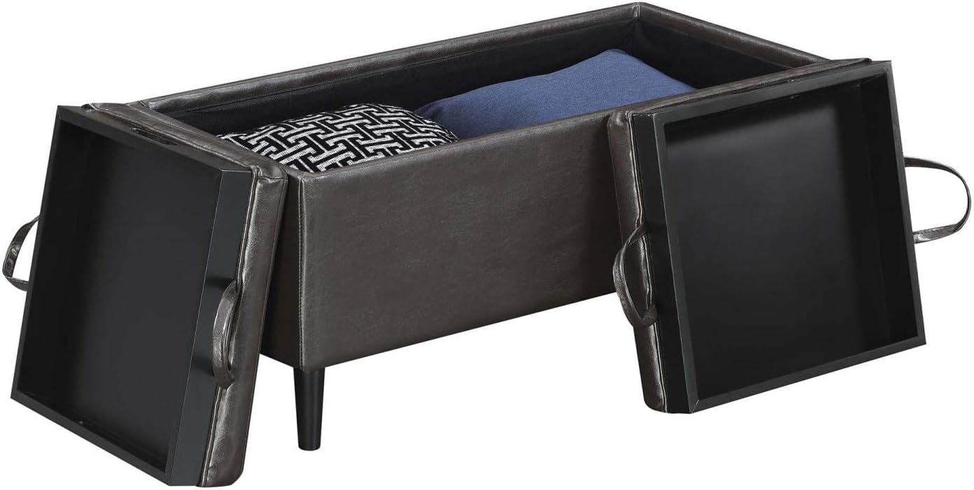 Convenience Concepts Designs4Comfort Magnolia Storage Ottoman with Reversible Trays, Espresso Faux Leather