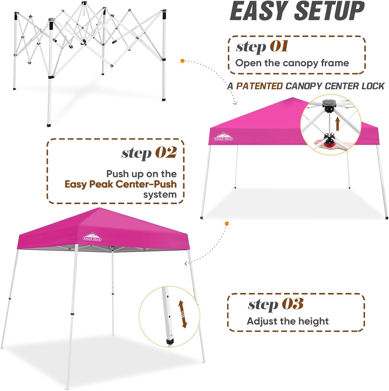 8 Ft. W x 8 Ft. D Steel Pop-Up Canopy